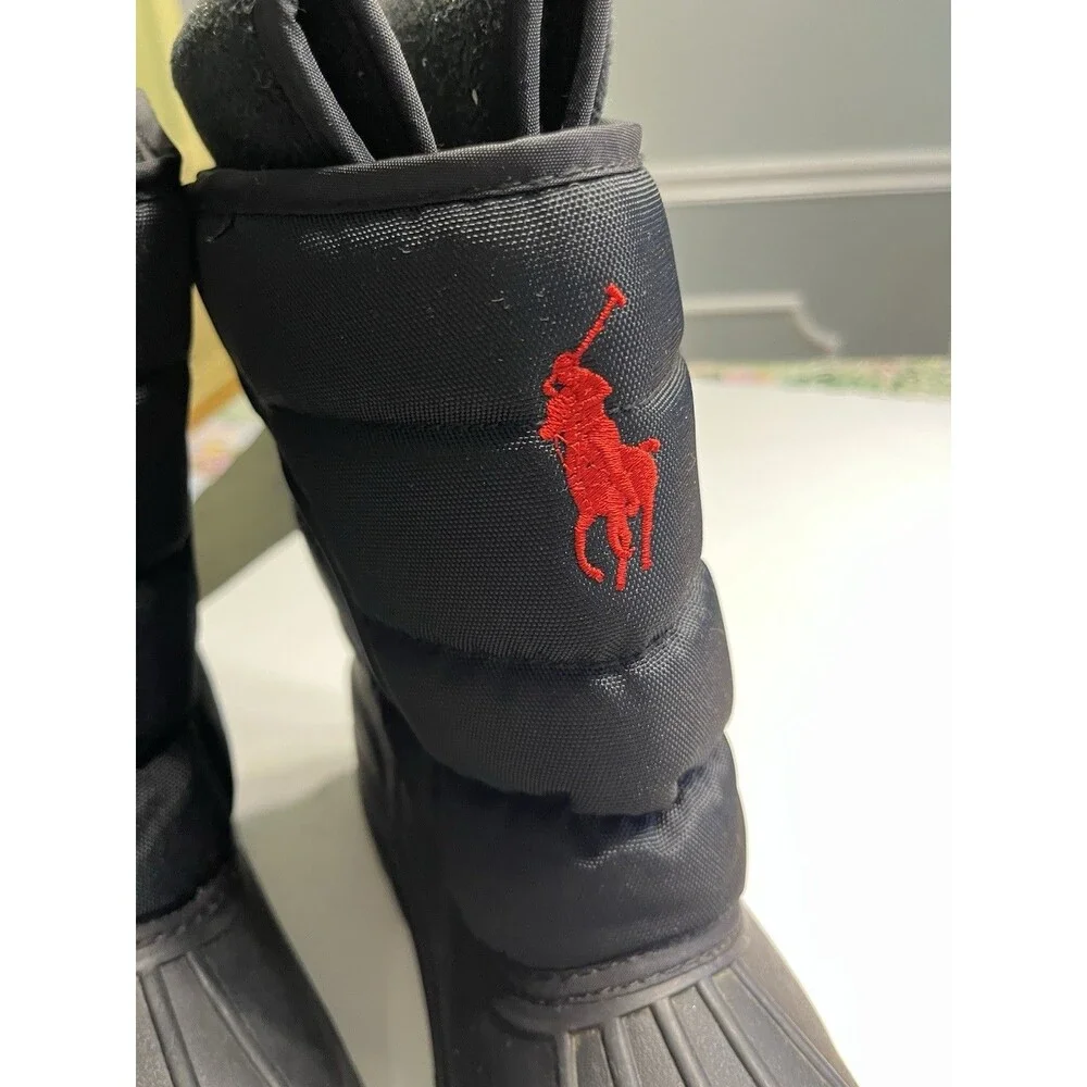 Ralph Lauren Polo Large Red Pony Logo Black Insulated Boots Men’s US Sz 7 EUR 40